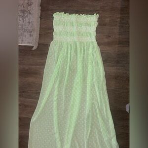 NWT Polka Dot print Mint maxi chiffon Dress for women size S see through